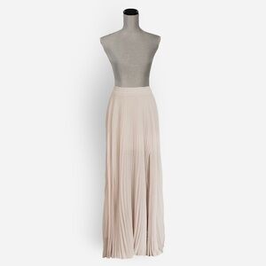 Brunello Cucinelli Ivory Pleated Midi Skirt Wool Blend Elastic Waist Size 14